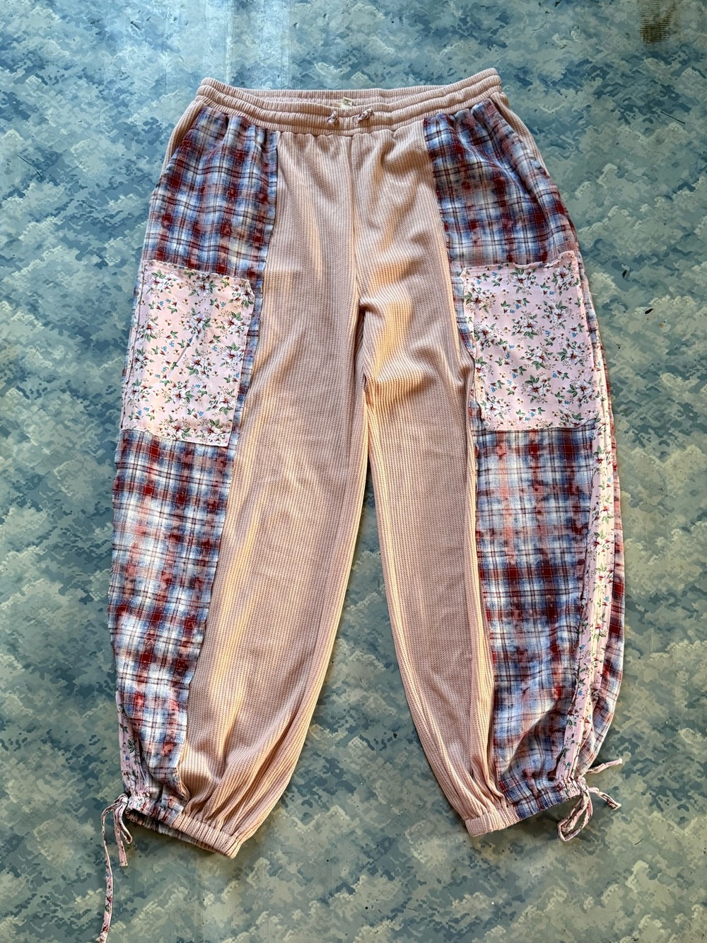 POL Women's Pink Patchwork Jogger Pants